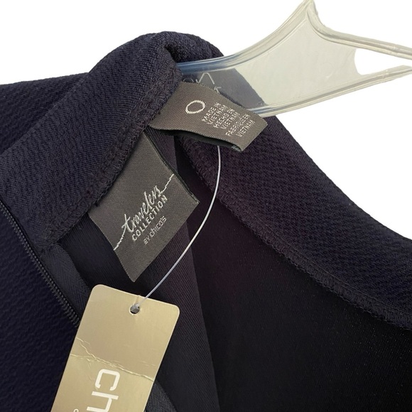 CHICO'S Traveler's Knit Dark Navy Blue Mock Turtle Sleeveless NWT Size 0 - Picture 3 of 6